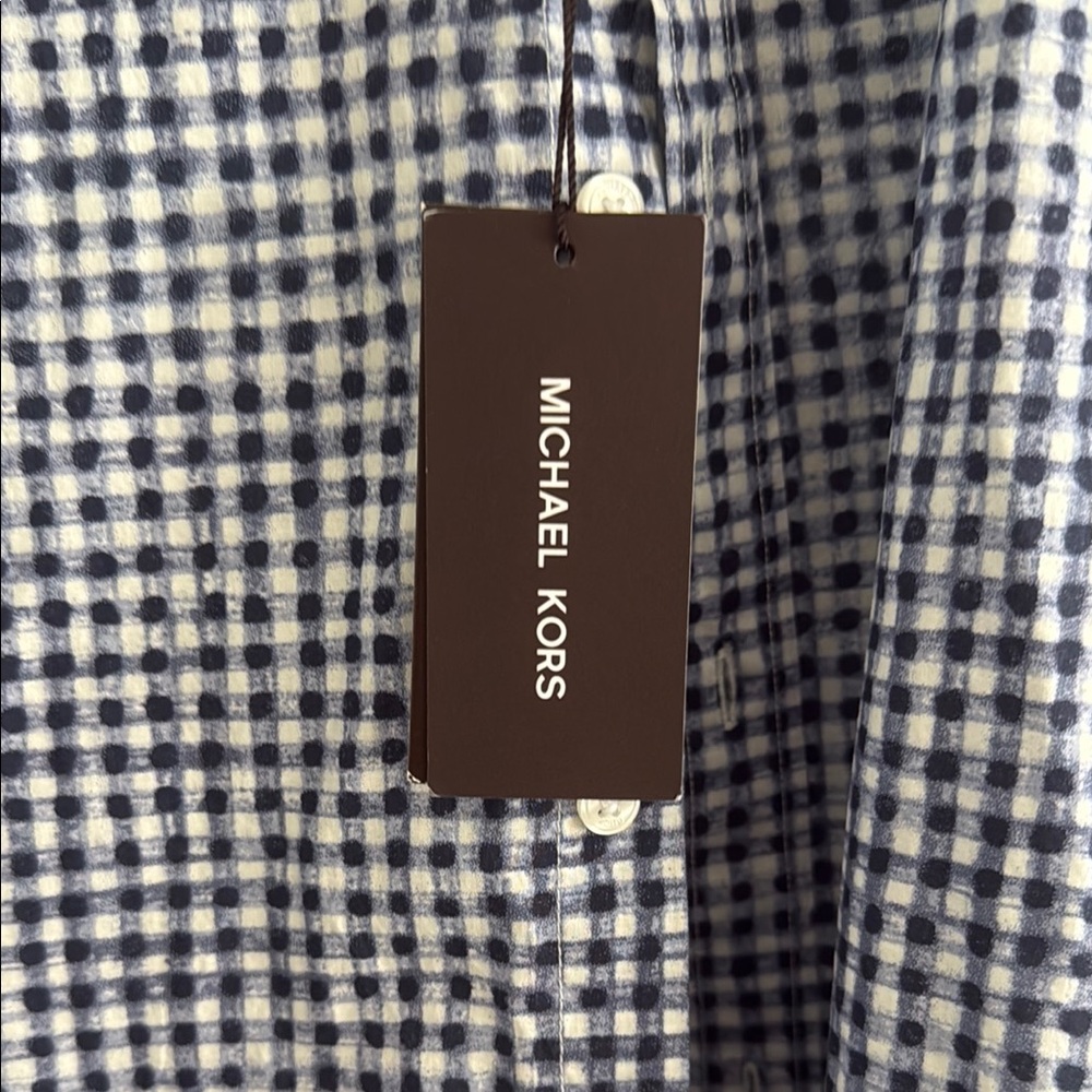 Michael Kors Blue and White Gingham Casual Shirt - Picture 1 of 4